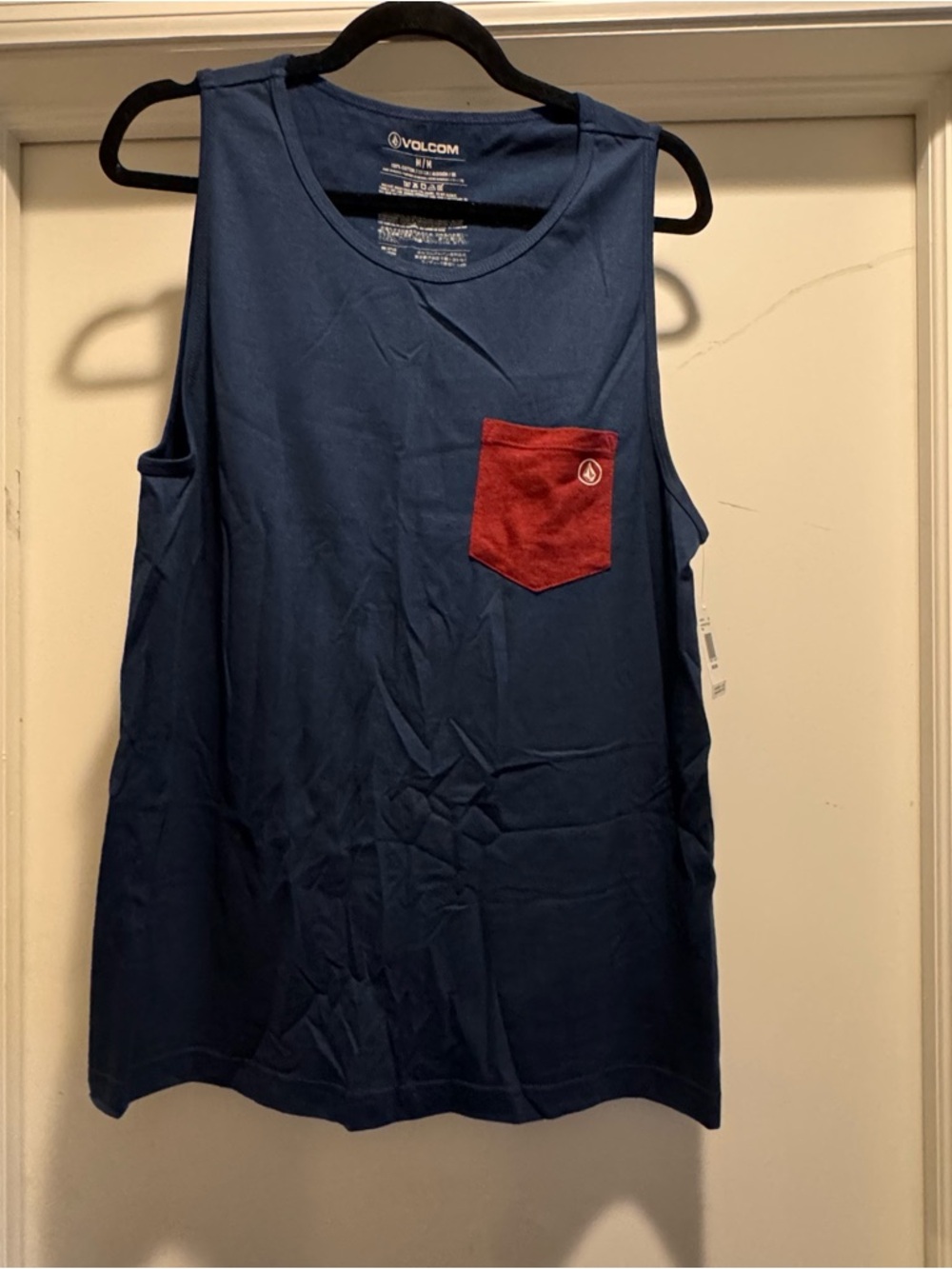 Volcom Blue Tank with Red Chest Pocket